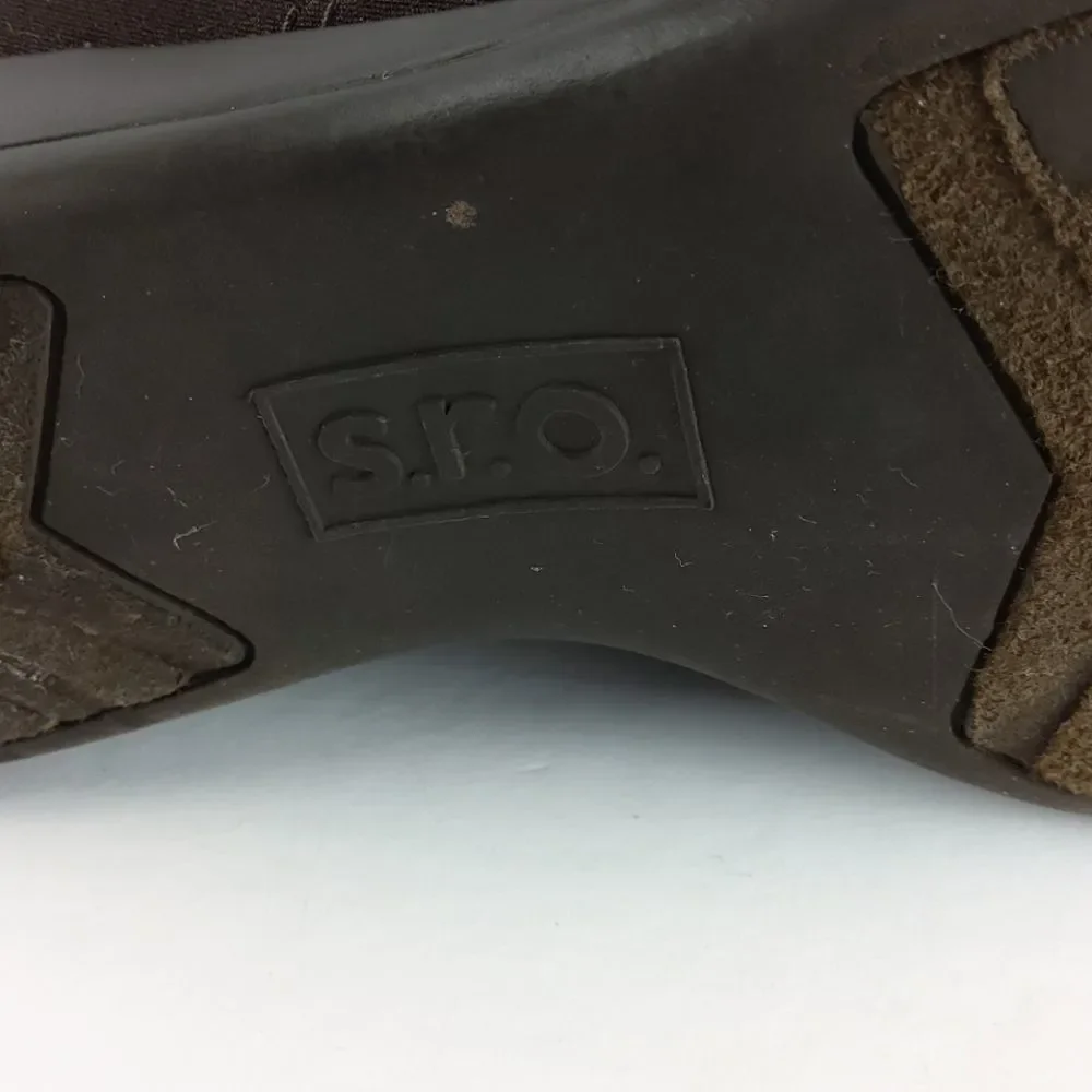 S.R.O. Brown fabric wedge heel loafers
